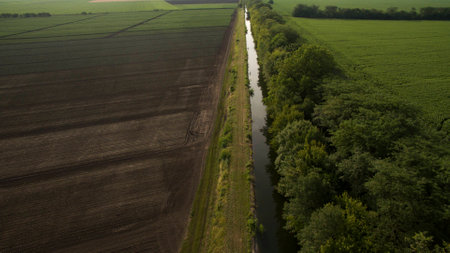 Different fields view from aboveの写真素材