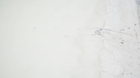 Beautiful salty white lake view from aboveの写真素材