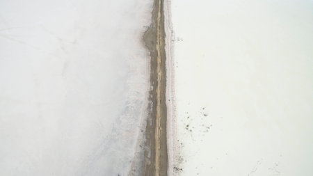 Beautiful salty white lake view from aboveの写真素材