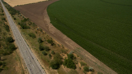 Different fields view from aboveの写真素材