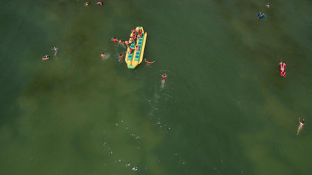 Sea in the summer view from aboveの写真素材