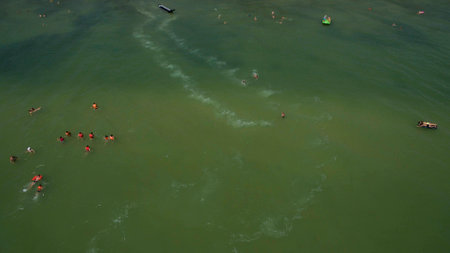 Sea in the summer view from aboveの写真素材