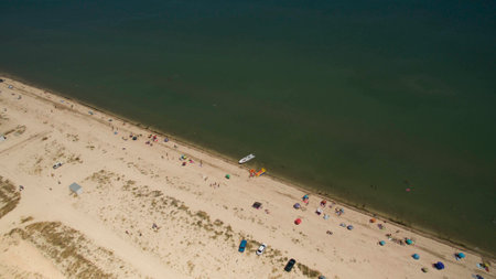 Beautiful beach view from aboveの写真素材
