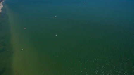 Sea in the summer view from aboveの写真素材