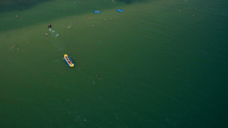 Sea in the summer view from aboveの写真素材
