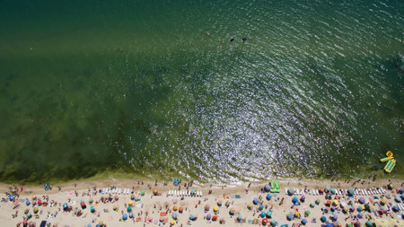 Sea in the summer view from aboveの写真素材