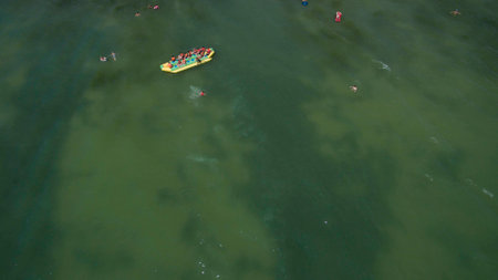 Sea in the summer view from aboveの写真素材