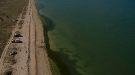 Beautiful beach view from aboveの写真素材