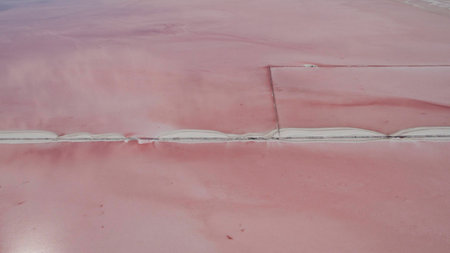 Beautiful salty pink lake view from aboveの写真素材