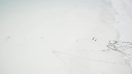 Beautiful salty white lake view from aboveの写真素材