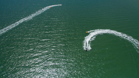 Sea in the summer view from aboveの写真素材