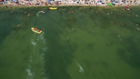 Sea in the summer view from aboveの写真素材
