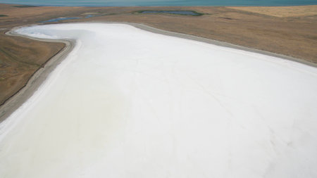 Beautiful salty white lake view from aboveの写真素材