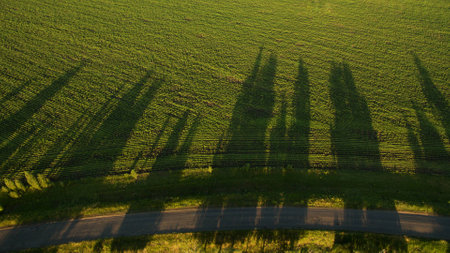 Beautiful field view from aboveの写真素材