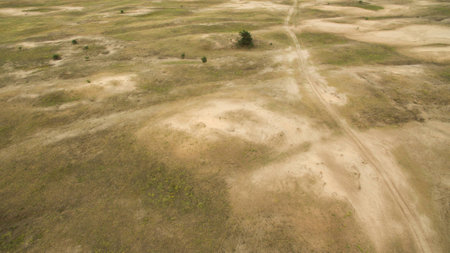 Beautiful landscape of sandy desert aerial photographyの写真素材