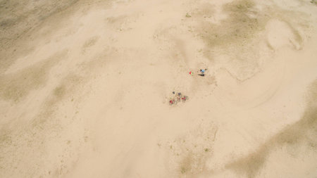 Beautiful landscape of sandy desert aerial photographyの写真素材