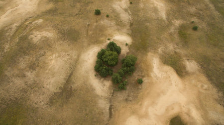 Beautiful landscape of sandy desert aerial photographyの写真素材