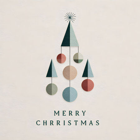 A simple Scandinavian-style design with geometric ornaments, a refined pastel background, and a subtle festive mood.の素材