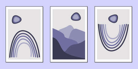 Creative minimalist hand drawn illustrations for wall decoration, postcard or brochure cover design. Hand draw design elements.の写真素材