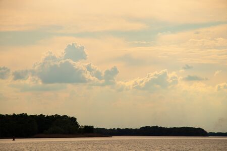 sunset on the Dnieper river in the evening in Ukraine