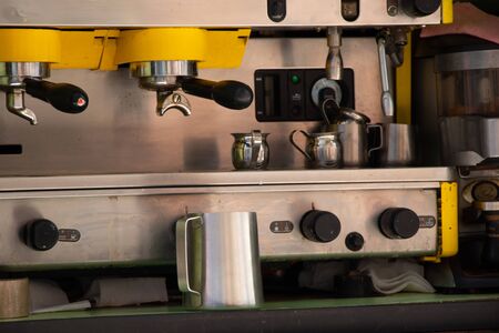 coffee machine built into the machine makes coffee on the streetの写真素材