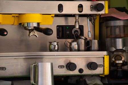 coffee machine built into the machine makes coffee on the streetの写真素材