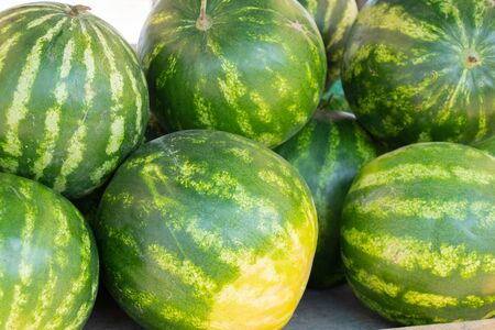 watermelons on a summer day marketの写真素材