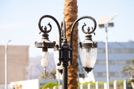 street lamp in egypt on a sunny dayの写真素材