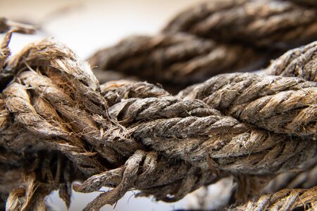 boat torn rope macro photo on isolated backgroundの写真素材