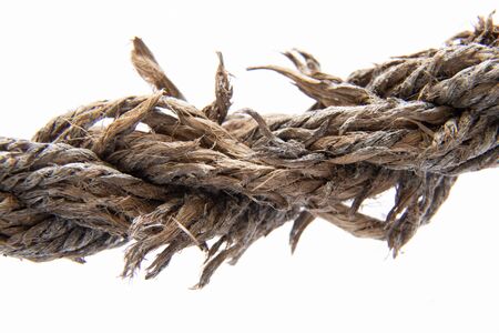 boat torn rope macro photo on isolated backgroundの写真素材