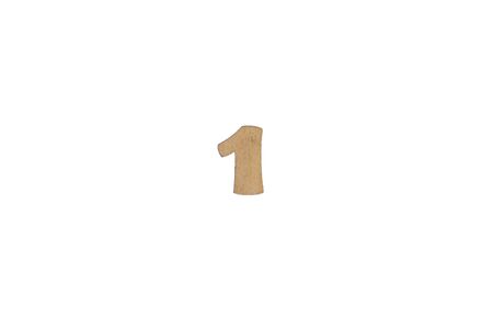 wooden small numbers on an isolated white backgroundの写真素材