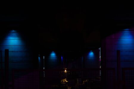 Old bridge in the evening with backlight in the city of Dnieperの写真素材