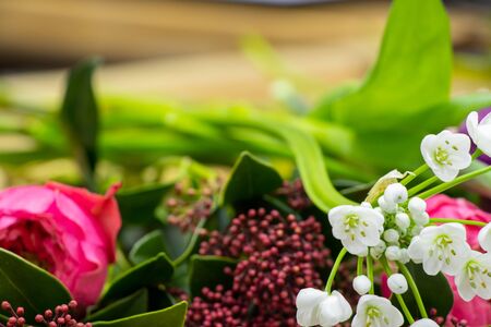 bouquet of different flowers backgroundの写真素材