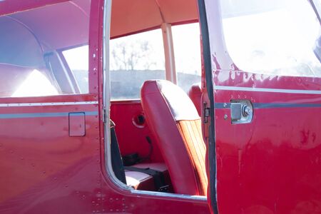 small red airplane pilot's cabinの写真素材