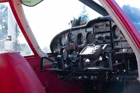 small red airplane pilot's cabinの写真素材