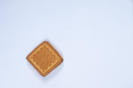 shortbread cookies on an isolated background close-upの写真素材