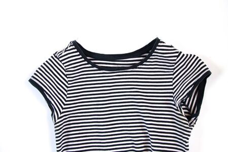black and white striped t-shirt on an isolated backgroundの写真素材