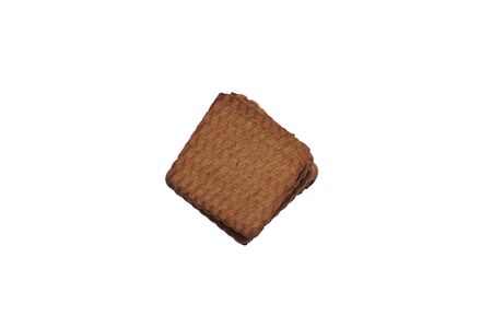 chocolate chip cookies in a stack on a white backgroundの写真素材