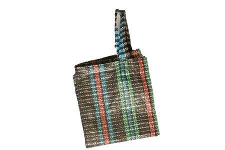 wicker plastic bag on a white backgroundの写真素材