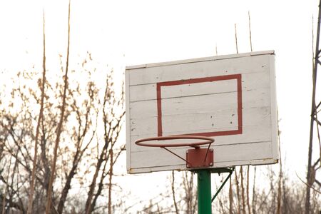 outdoor basketball hoop in the afternoonの写真素材