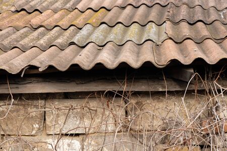 old slate tile on a house close-upの写真素材