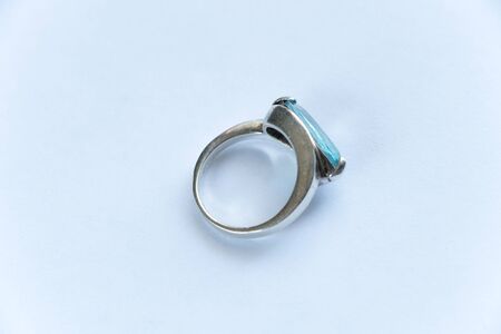 white gold ring on a white backgroundの写真素材