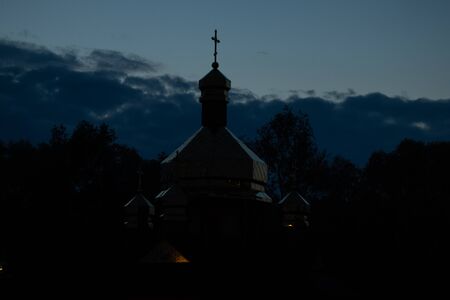 dome of the church in the night sky in Ukraineの写真素材