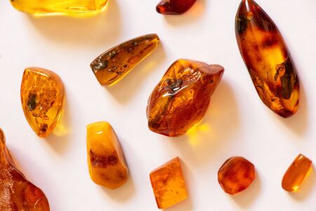 amber stones on an isolated backgroundの写真素材