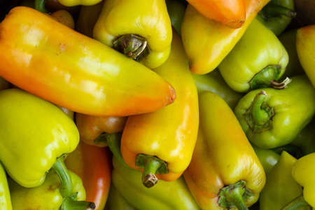 White bell pepper in the bazaar as a background in a boxの写真素材