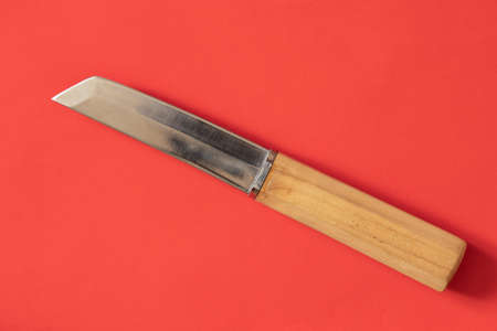 close up knife with a handle on an isolated backgroundの写真素材