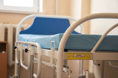 couch in a hospital ward without people in Ukraine in the city of dnipro in a state hospital during the quarantine period 2020, hospitals in Ukraineの写真素材