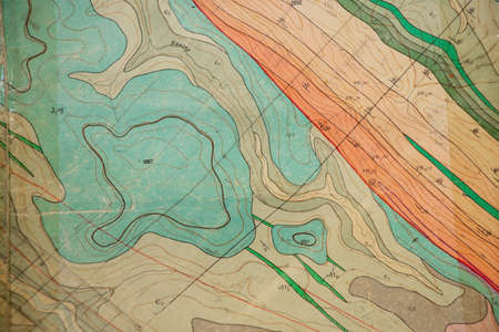 geological map old paper as background close upの写真素材