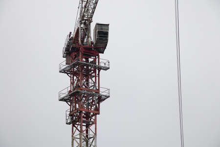 crane on construction against the sky in Ukraineの写真素材