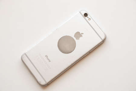 Ukraine Dnipro 10.12.2020 - old iPhone 6 broken on a white background close upのeditorial素材
